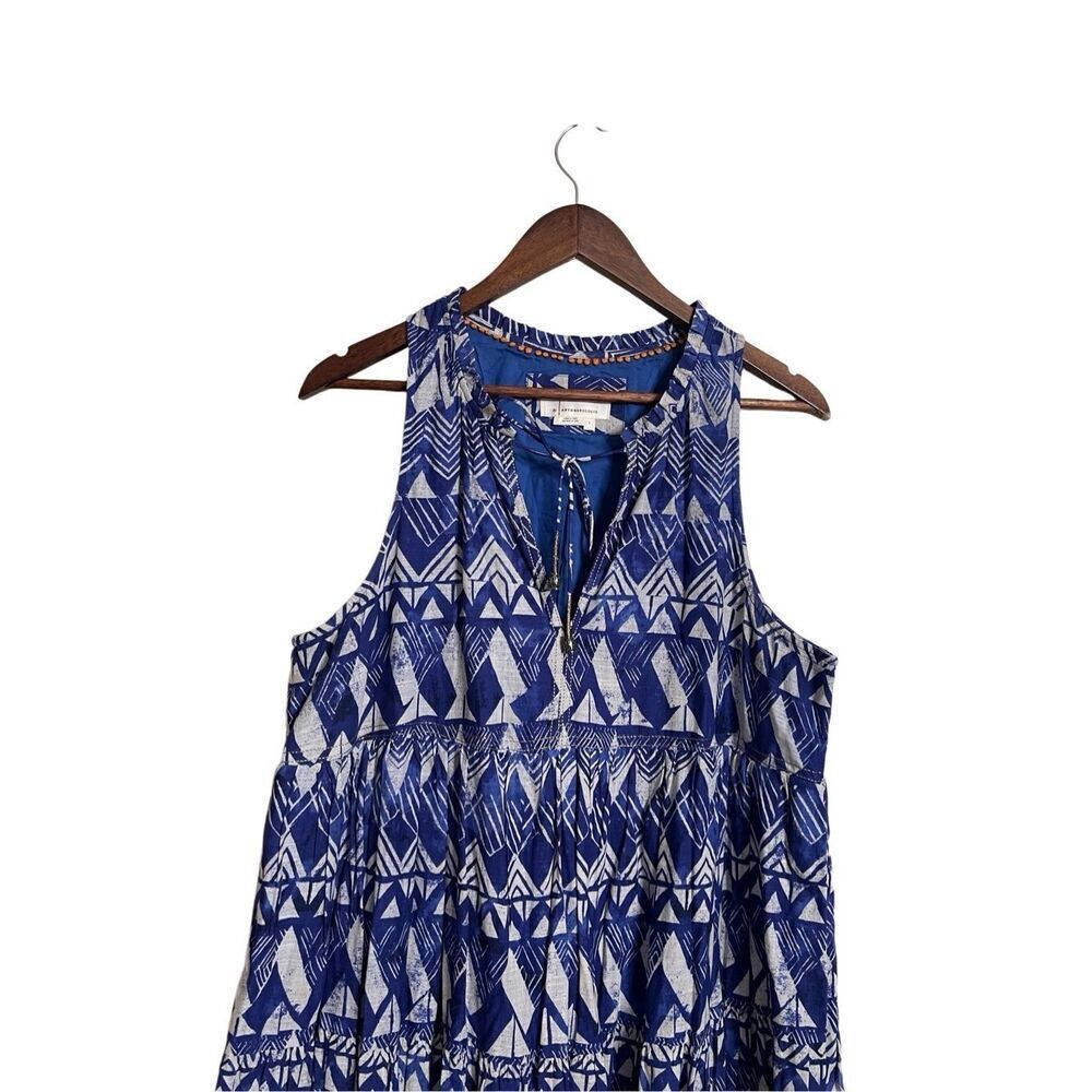 Anthropologie Diaz Tiered Maxi Dress Blue Abstract Womans Large - Picture 8 of 16